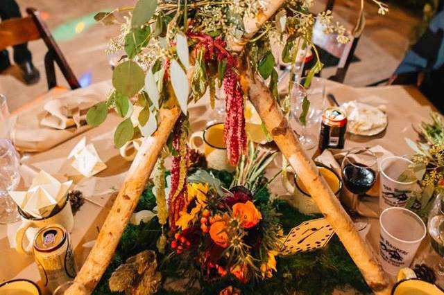 Table setup with centerpiece