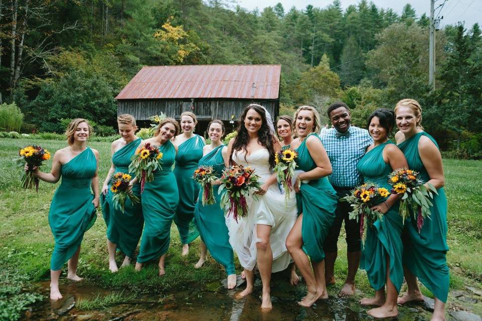 Bride and her bridesmaids