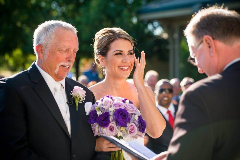 Happy couple being wed