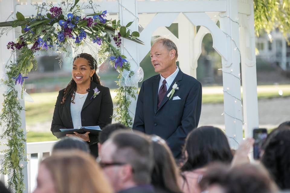 Officiant watching the ceremony