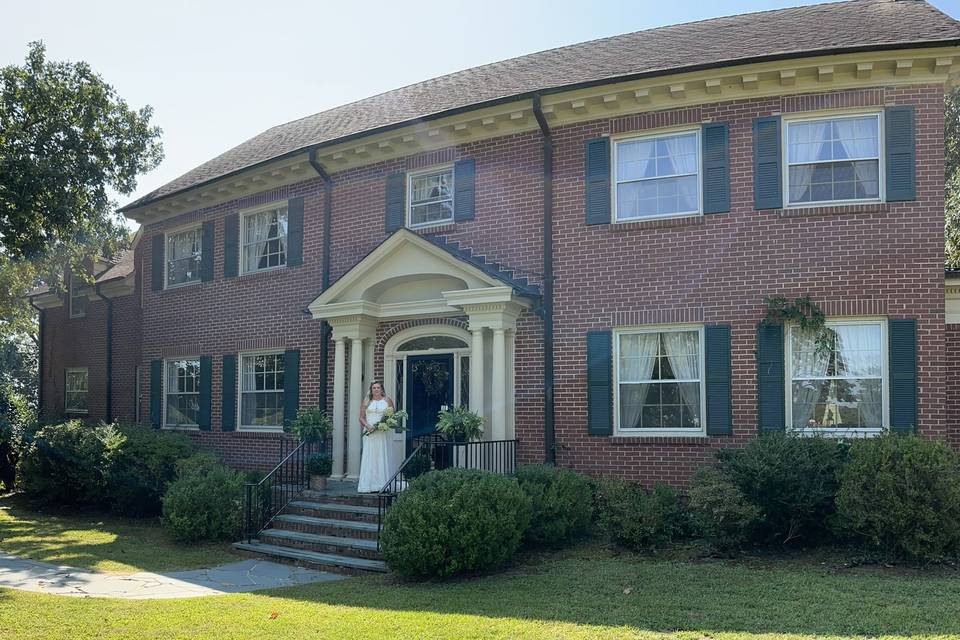 Bride on steps