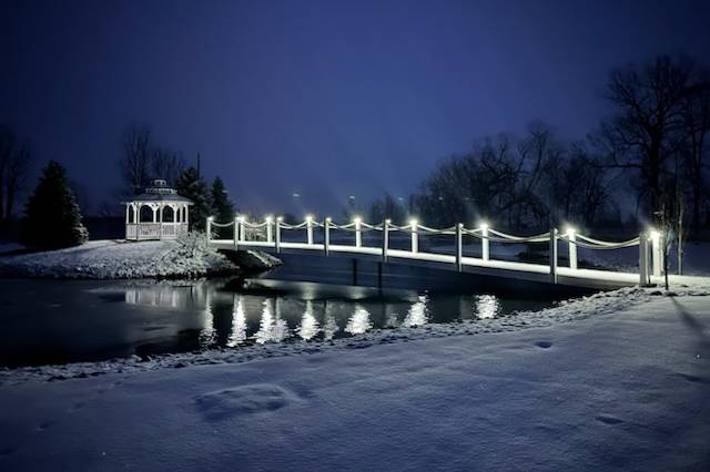 Snowy Bridge at Night