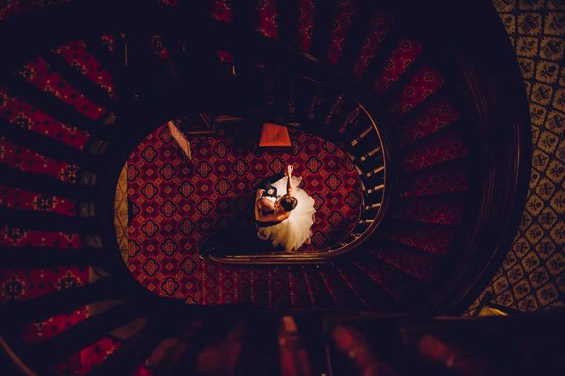 Dancing in the stairwell