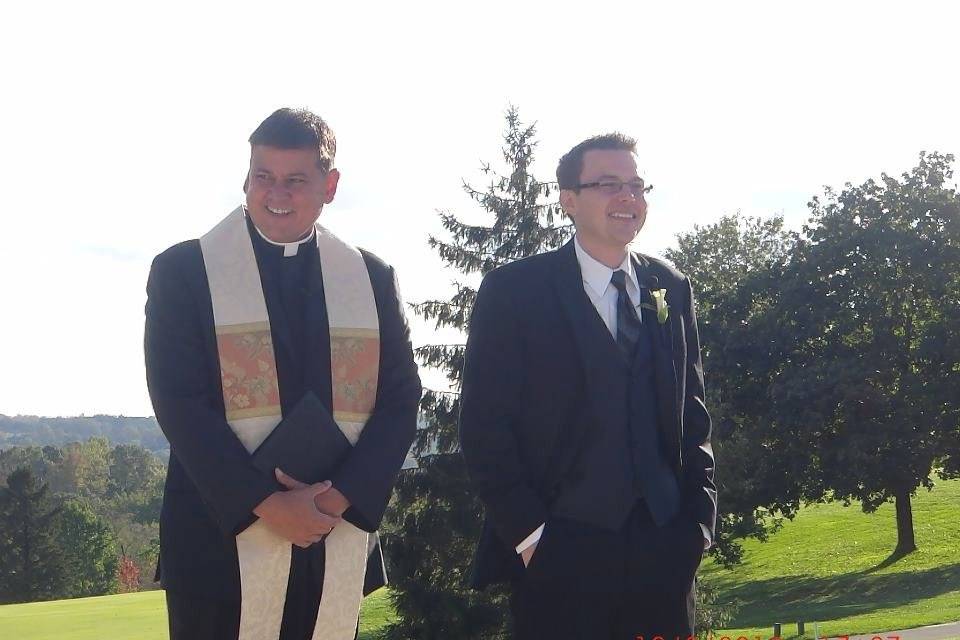 The pastor and the groom
