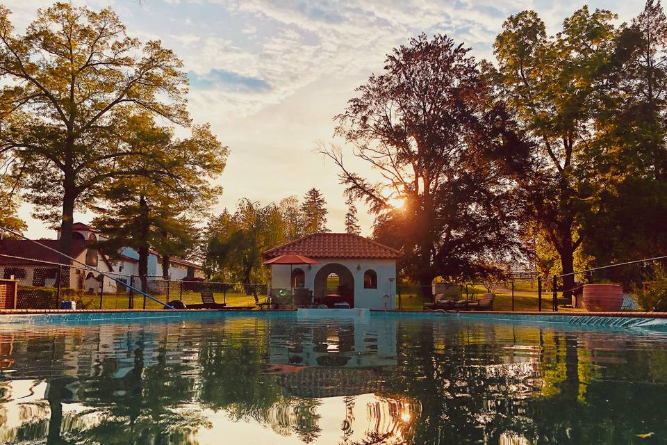 Sunset by the pool