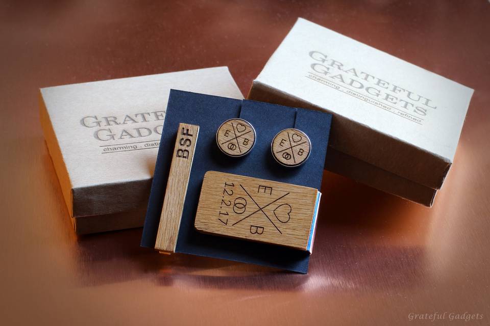 Custom Tie Clip and Cufflinks