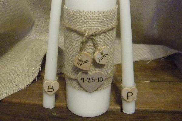 Rustic Burlap Unity Candle Set