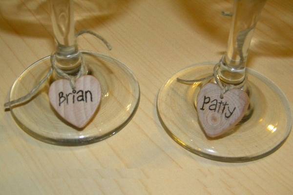 Rustic Wooden Heart Wine Charm or Place Settings