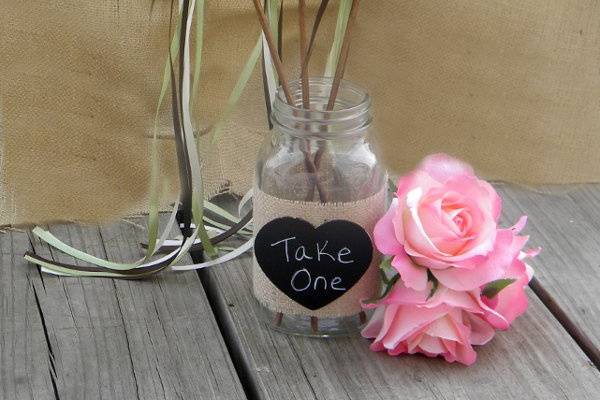 Rustic Waving Wands with Coordinating Ribbon
