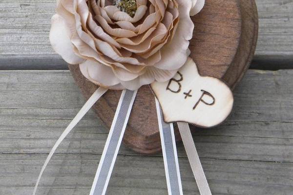 Rustic Ring Bearer Pillow with Flower Personalized