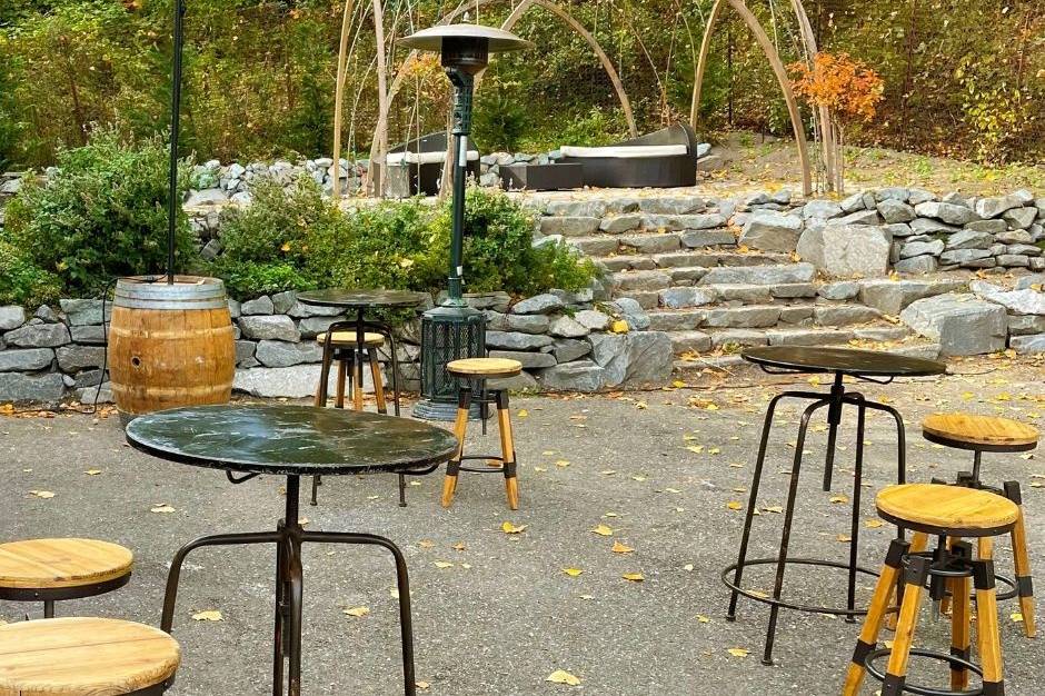Outdoor seating with arbor