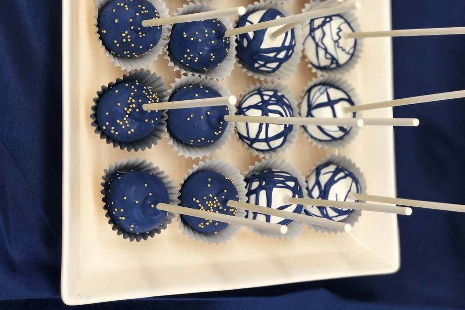 Navy blue cake pops