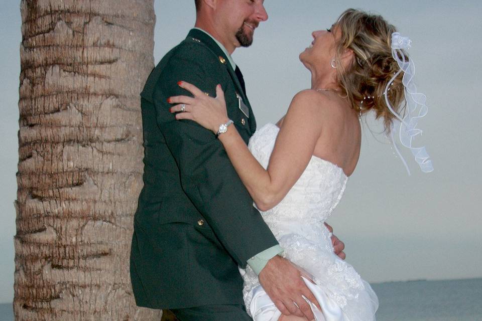 Military Beach wedding in Tarpon Springs Florida.