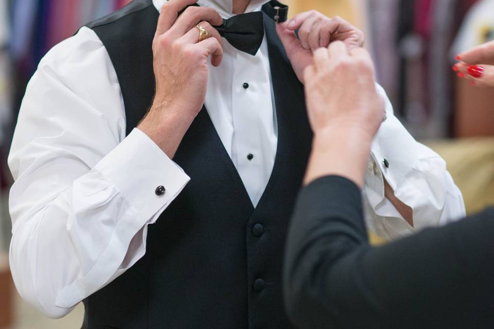 Tying on a bowtie