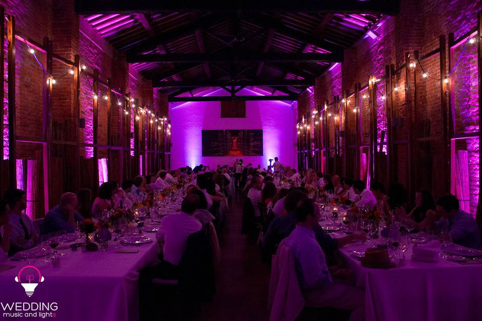 Wedding architectural lighting string lights cantina avignonesi - Tuscany - Italy