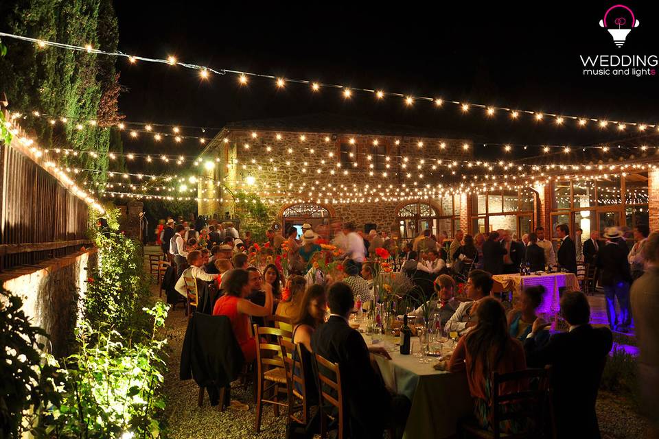 Wedding string lights Castello Di Gargonza - Tuscany - Italy