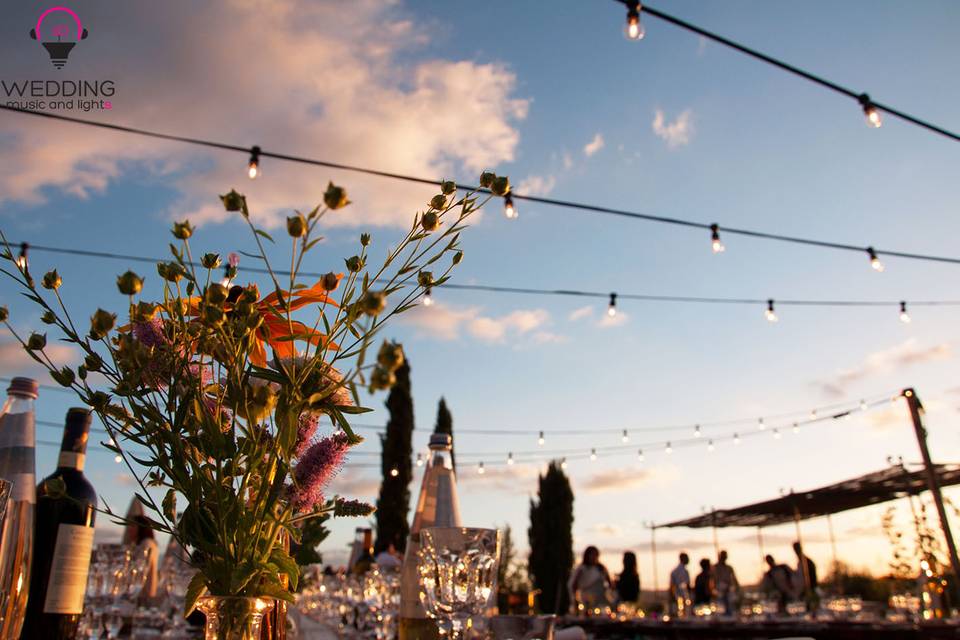 Wedding string lights Pienza - Tuscany - Italy