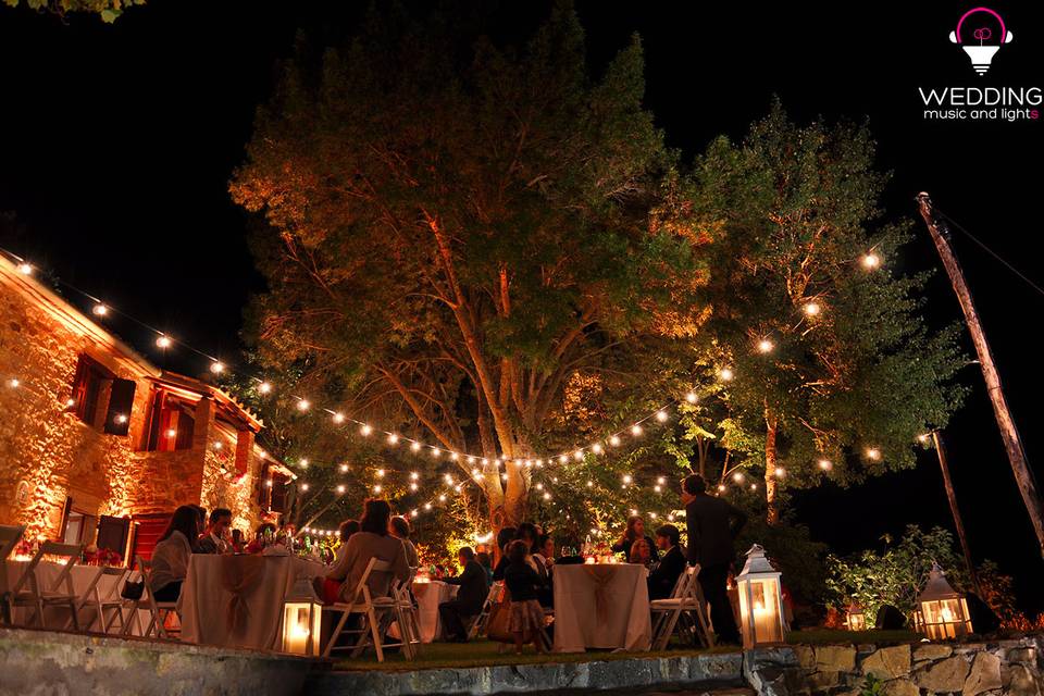 Wedding architectural lighting string lights - Tuscany - Italy