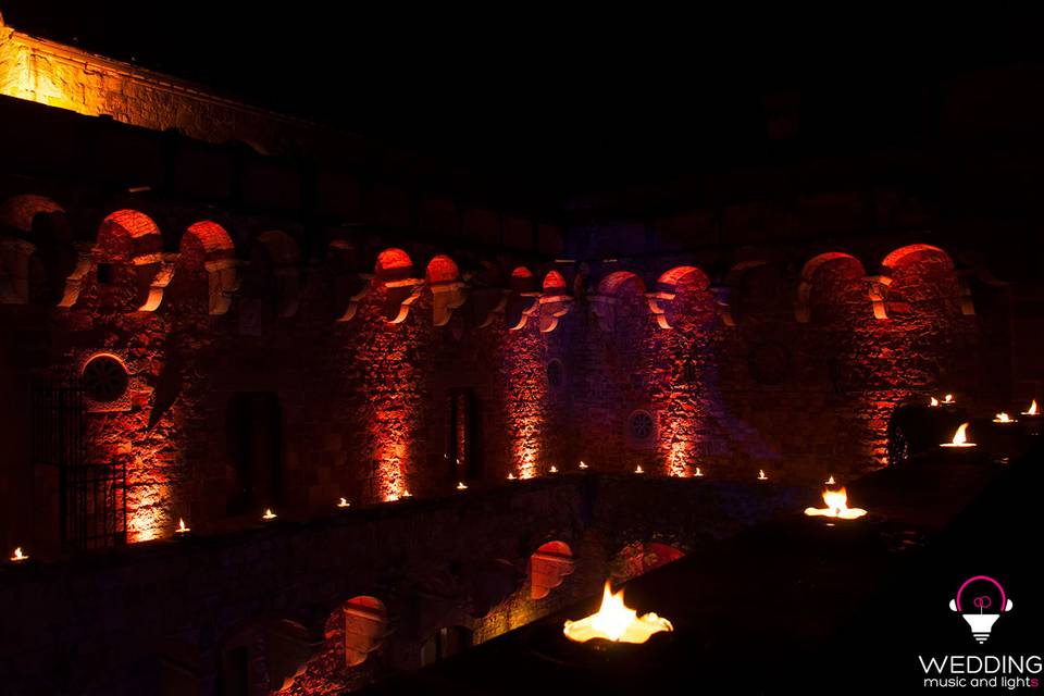 Wedding architectural lighting Castello Vincigliata - Florence - Tuscany - Italy