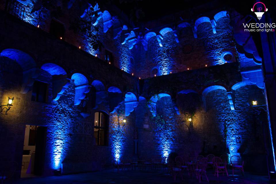 Wedding architectural lighting Castello Vincigliata - Florence - Tuscany - Italy