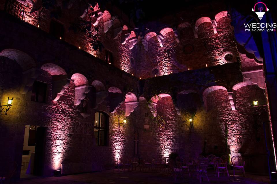 Wedding architectural lighting Castello Vincigliata - Florence - Tuscany - Italy