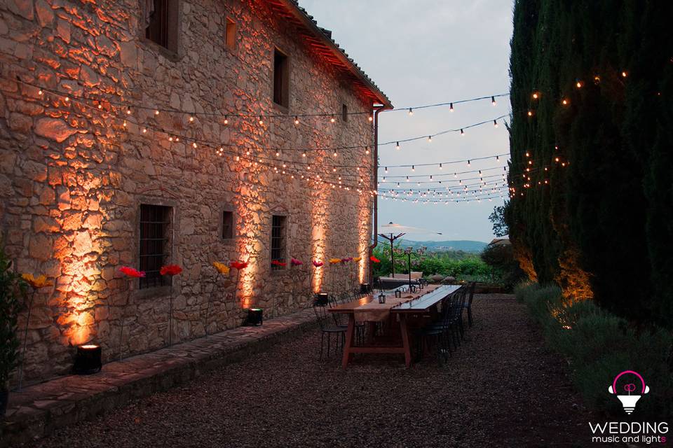 Wedding architectural lighting string lights - Tuscany - Italy