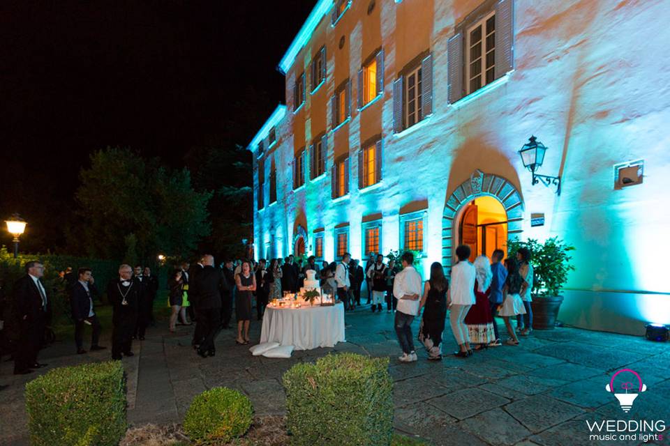 Wedding architectural lighting Badia Campoleone - Tuscany - Italy