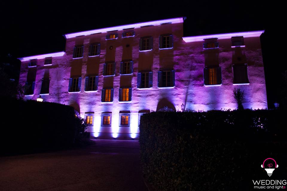 Wedding architectural lighting Badia Campoleone - Tuscany - Italy