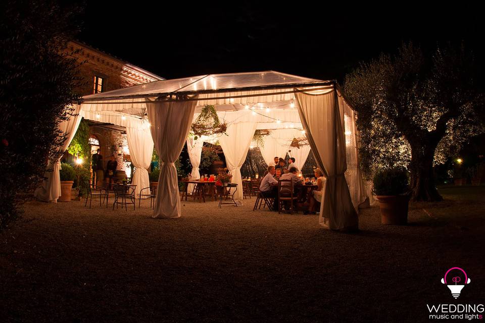 Wedding architectural lighting string lights Cantina Palazzo Vecchio - Tuscany - Italy