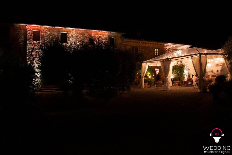 Wedding architectural lighting string lights Cantina Palazzo Vecchio - Tuscany - Italy