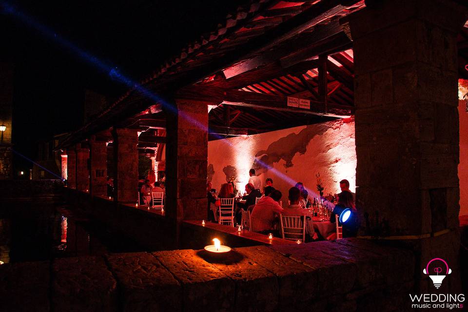 Wedding architectural lighting Bagno Vignoni - Tuscany - Italy