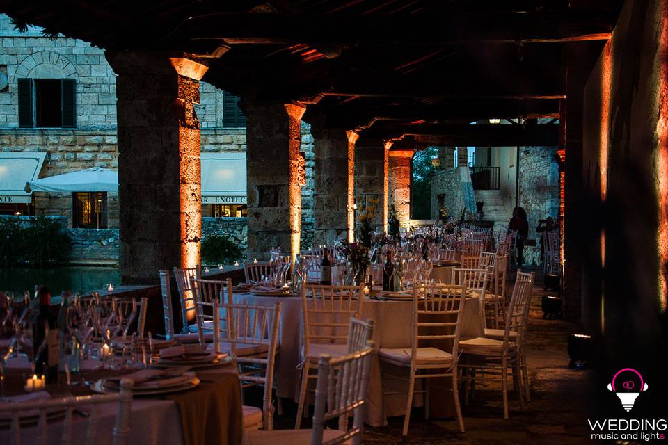 Wedding architectural lighting Bagno Vignoni - Tuscany - Italy