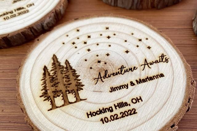 Wood coaster favor