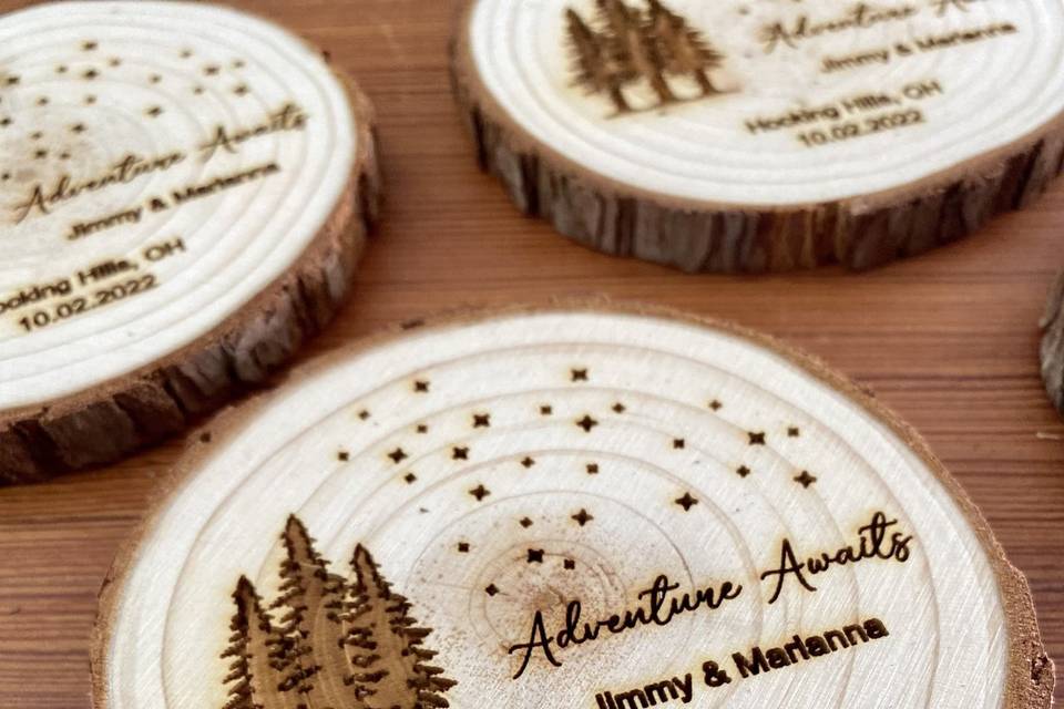 Wood coaster favor