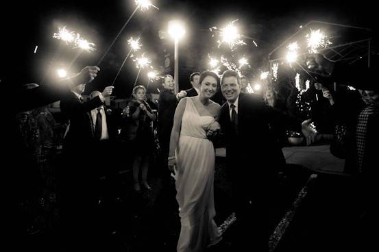 Couple's entrance with sparkler