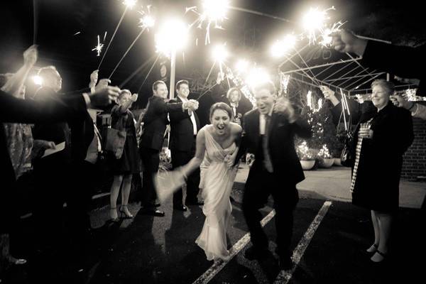Couple's entrance with sparkler