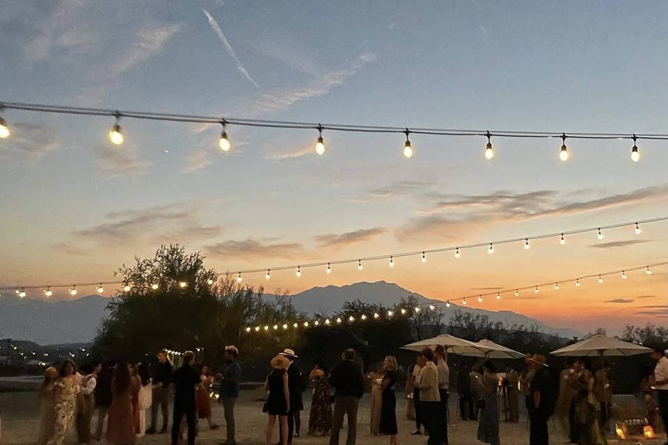 Party during sunset