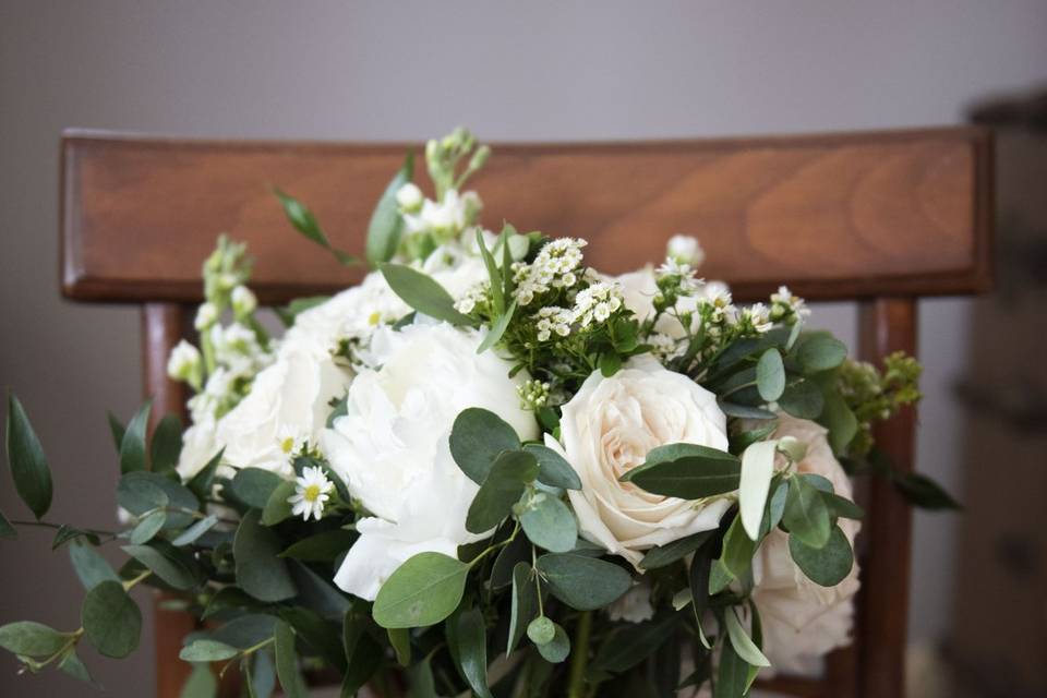 Whites and green bouquet