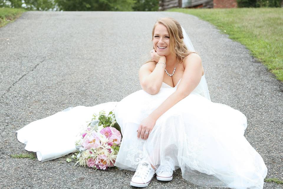 Bride with bouquet - Chrystal Photography