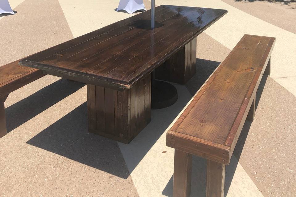 Wood Umbrella Table