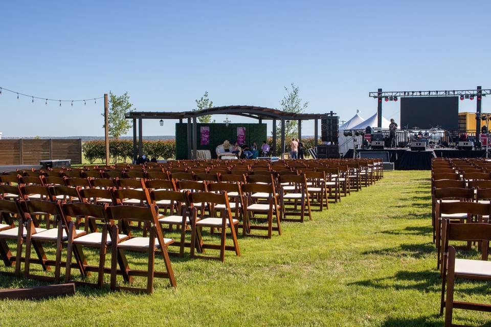 Chairs and stage