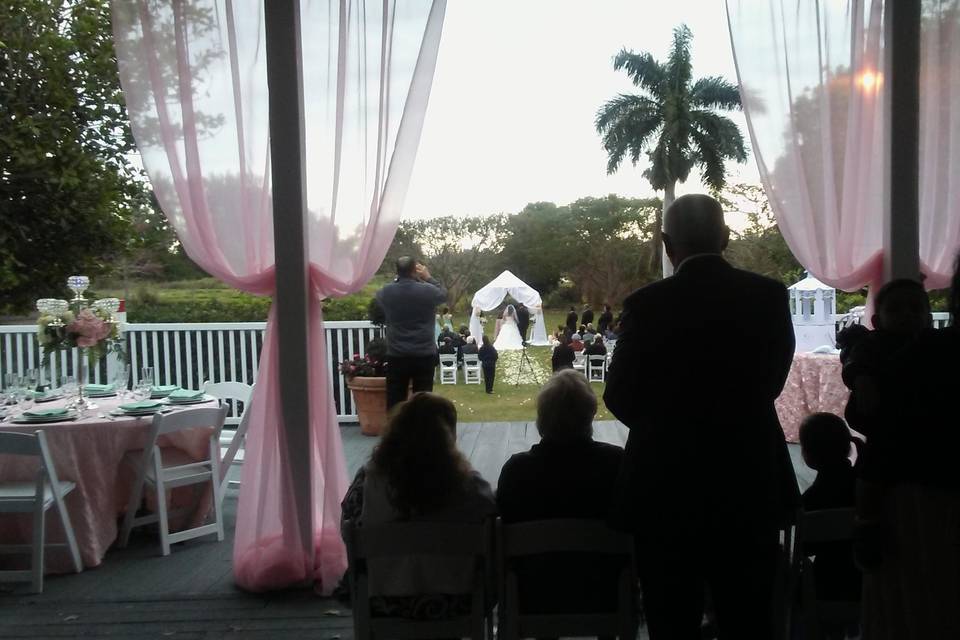 Porch, deck lawn, ceremony.