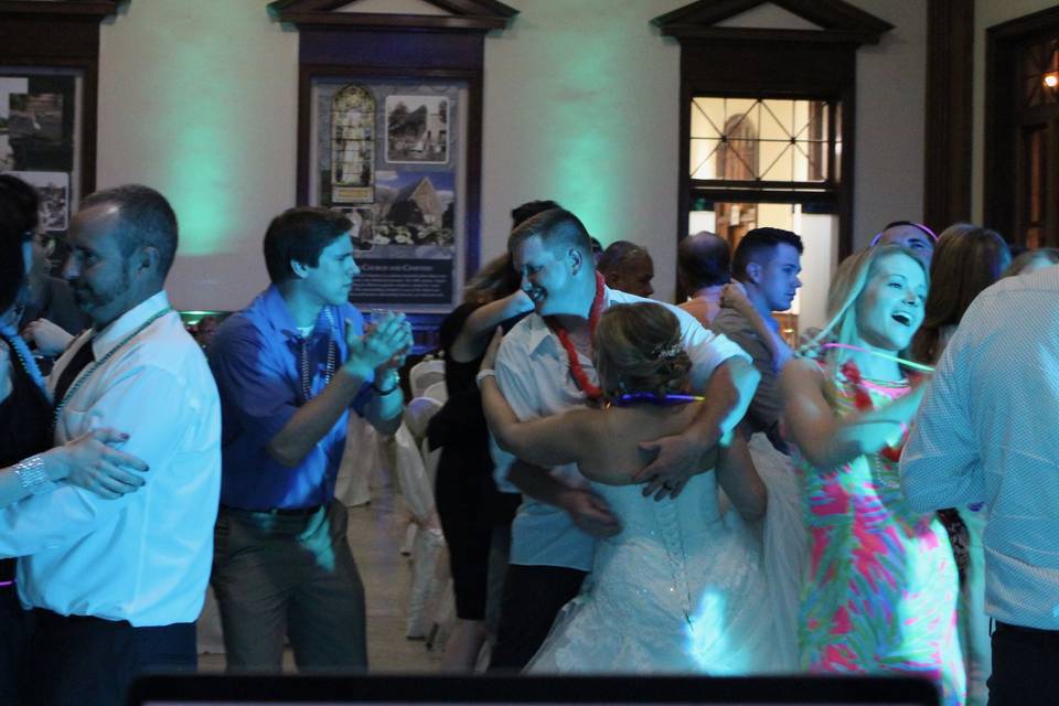 Guests are slow dancing