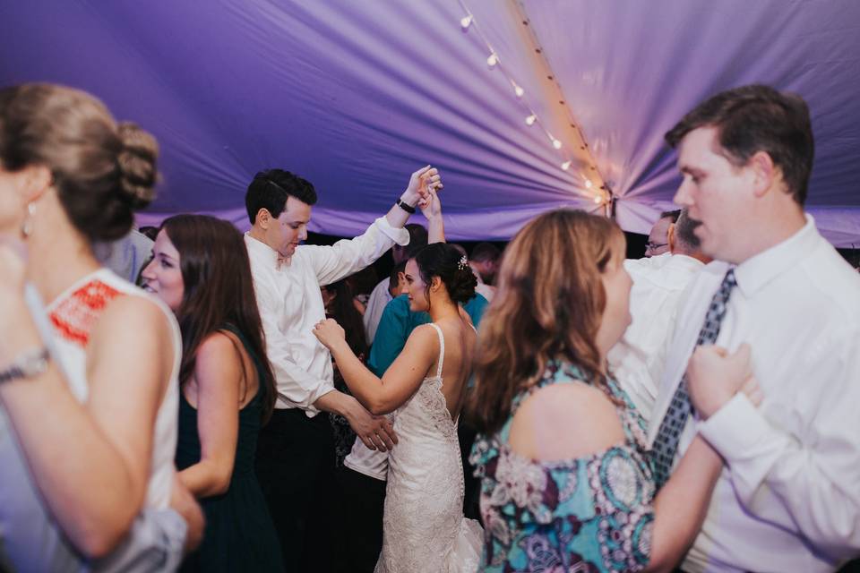 Husband and wife dancing