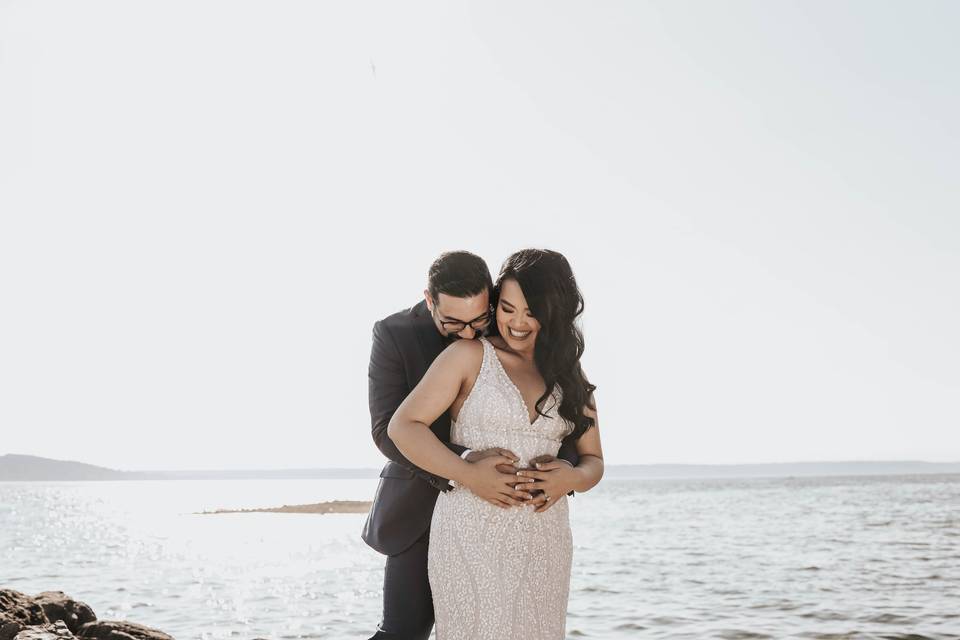 Married couple on the coast