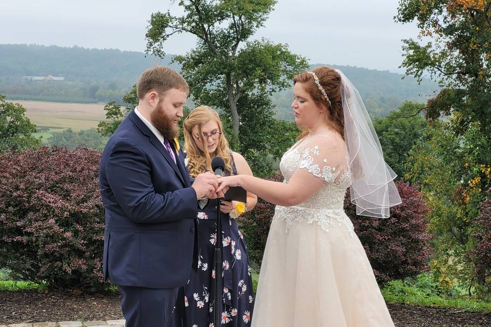 Ring ceremony on terrace