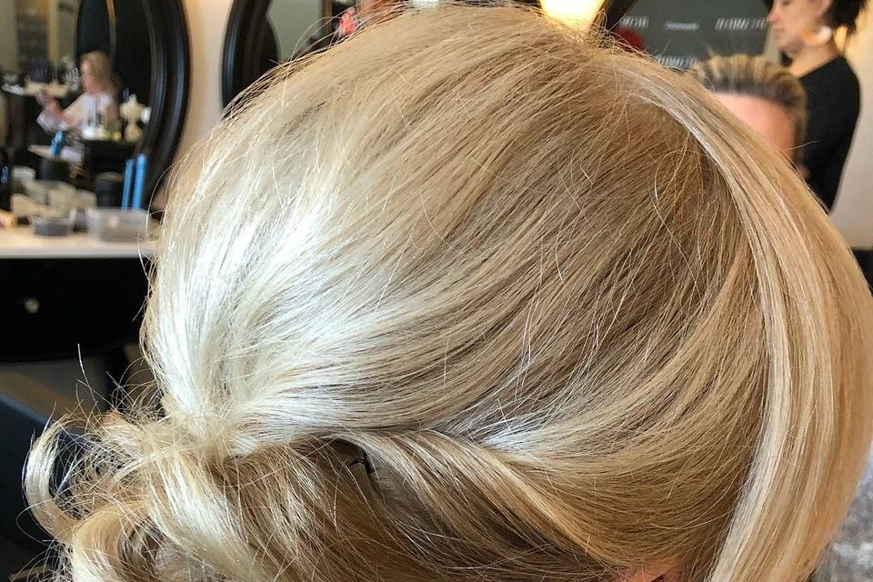 Low, messy updo