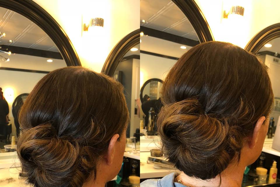 Low semi-messy bun