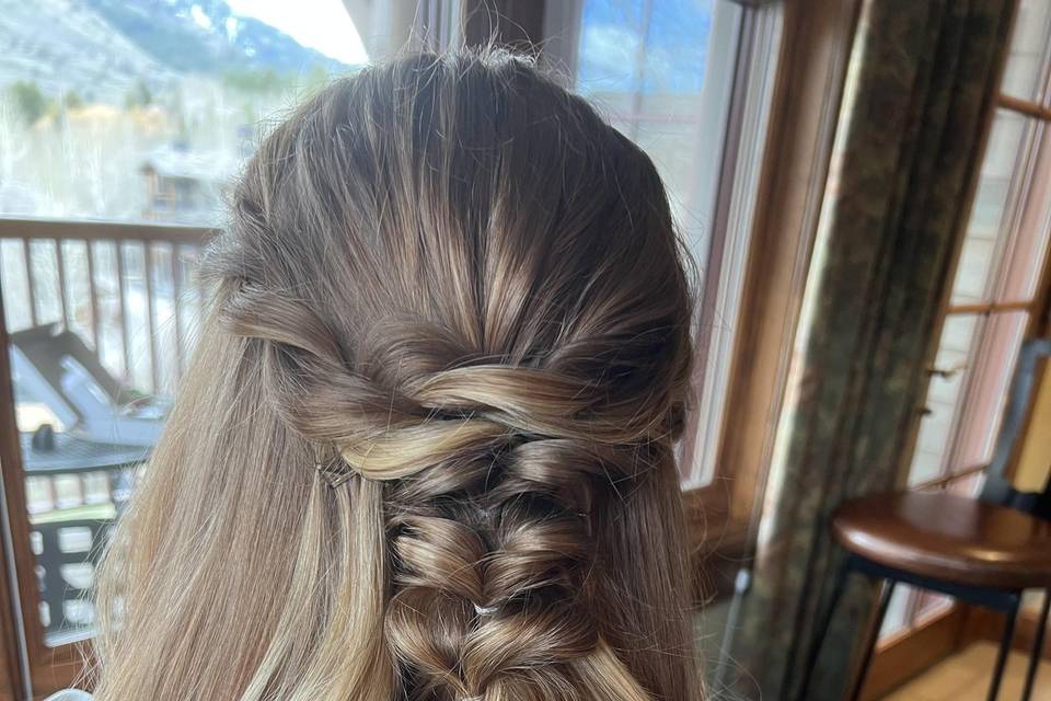 Bridal Half Updo Boho Braid