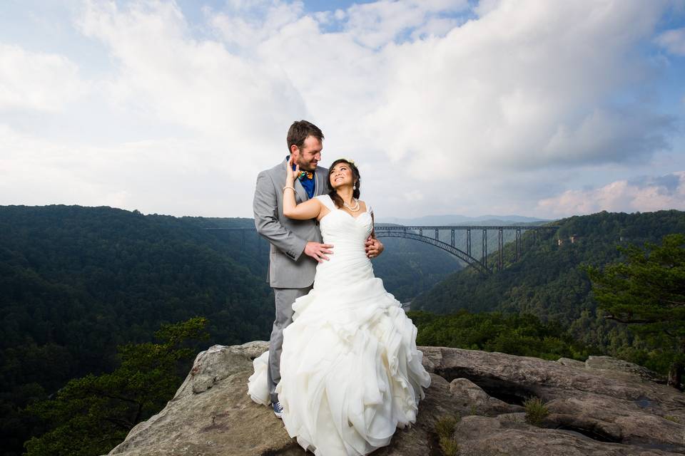 Couple by the scenery